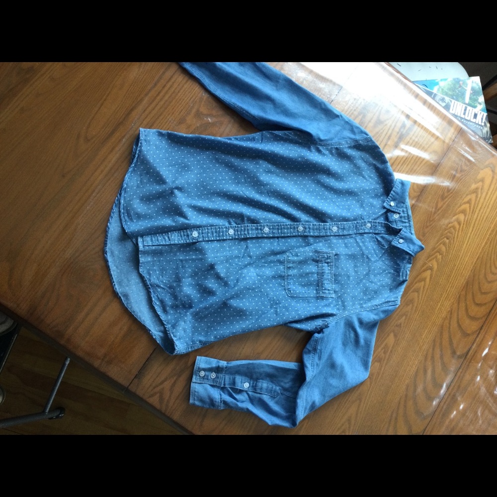 Oxford Lads Shirt, size Small, blue with small white dots